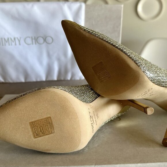 Jimmy Choo Agnes Champagne Glitter Fabric - Picture 6 of 9